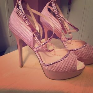 Satin pink heels