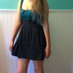 Teal and black dress