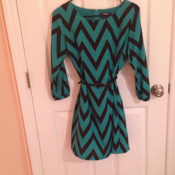 Black&Teal chevron dress