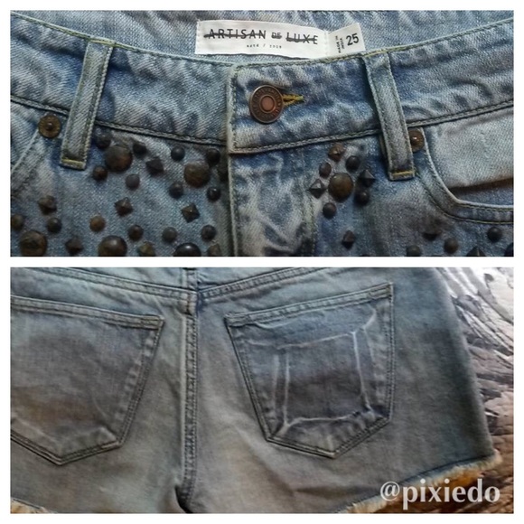 {Artisan de Luxe} Studded Denim Shorts