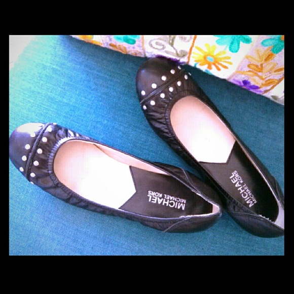 Michael Kors studded black leather Ballet Flats