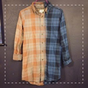 Grunge Bleached Long Flannel Shirt