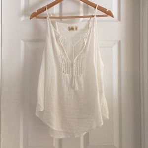 Hollister size M white crochet tank top.