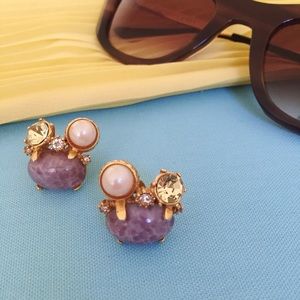 Purple stone cluster earrings