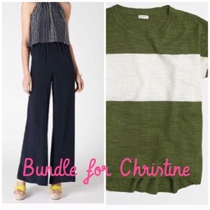 Anthro silk romper and jcrew knit top