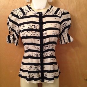 Nanette Lepore ink splatter silk blouse