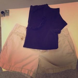 J.Crew navy ruffled shirt