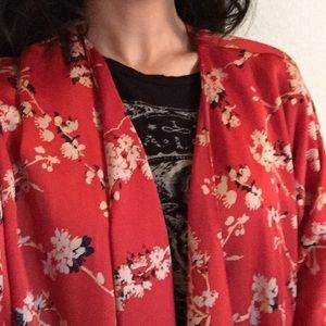 Orange floral kimono