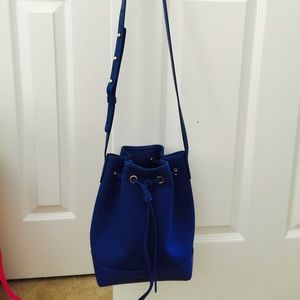 Mansur Garviel mini canvas bucket bag in royal