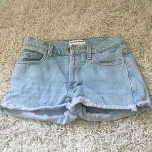 American Apparel light washed denim shorts