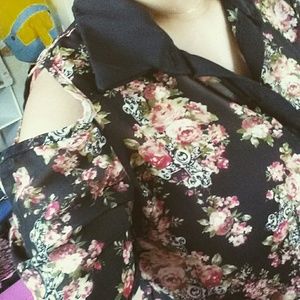 Floral black top