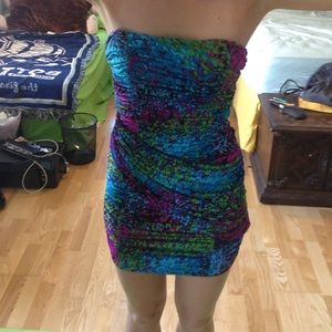 Multicolored Strapless Tube Dress