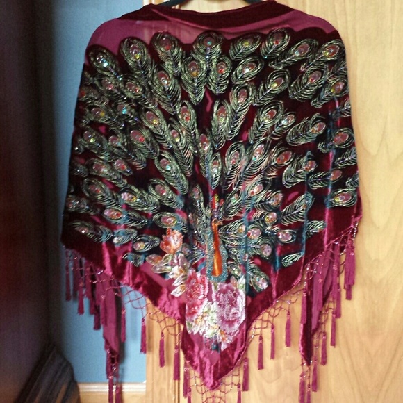 Gorgeous Peacock Embellished Italian Shall