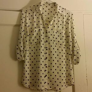 Express black polka dot portofino shirt size M