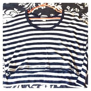 Navy and cream strip short top