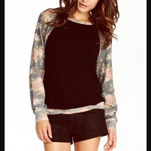 Wildfox black rose sleeves baggy beach raglan