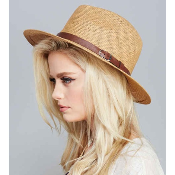 NWT  faux leather band Panama hat - Picture 2 of 4