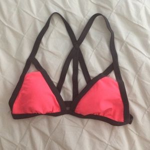 Neon pink strappy bikini top