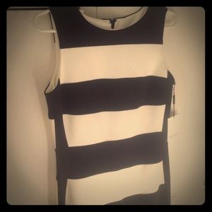 Calvin Klein black and white striped dress