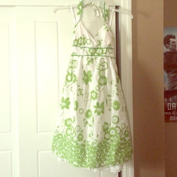 Green Floral Halter Dress