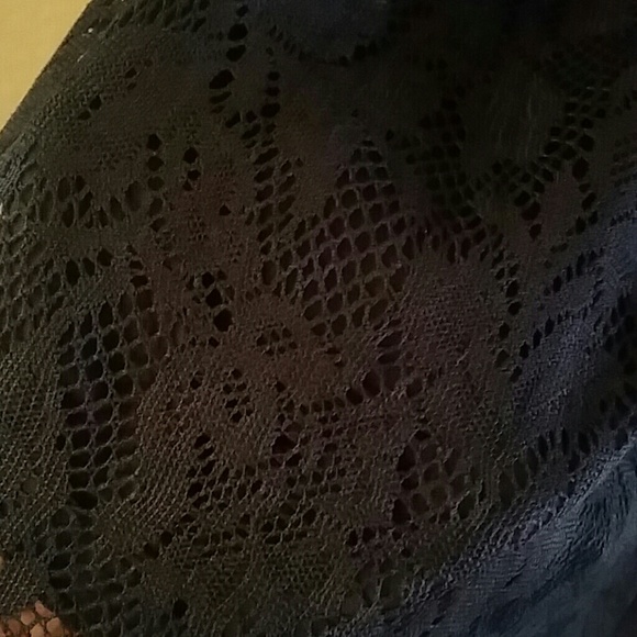 Navy Blue Hi-lo strapless dress - Picture 2 of 7