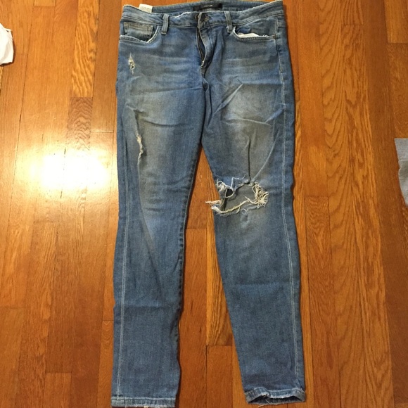 Joes medium wash destroyed jeans
