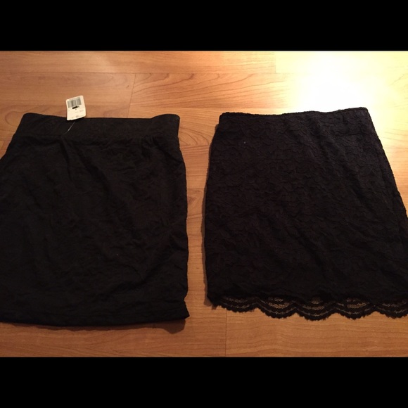 Black lace high waisted skirt