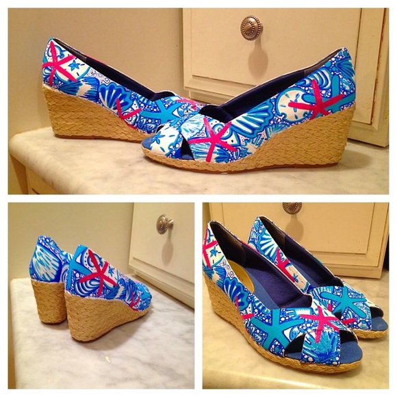 Custom Lilly pulitzer inspired wedges sz 7