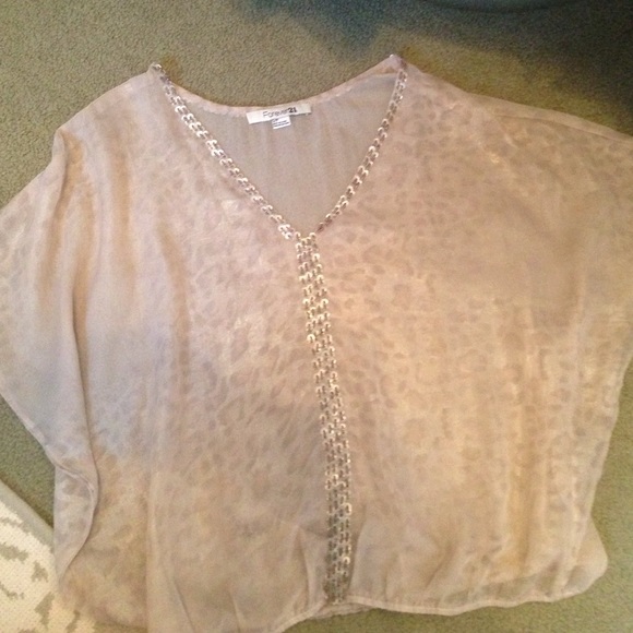 Sheer top with beading