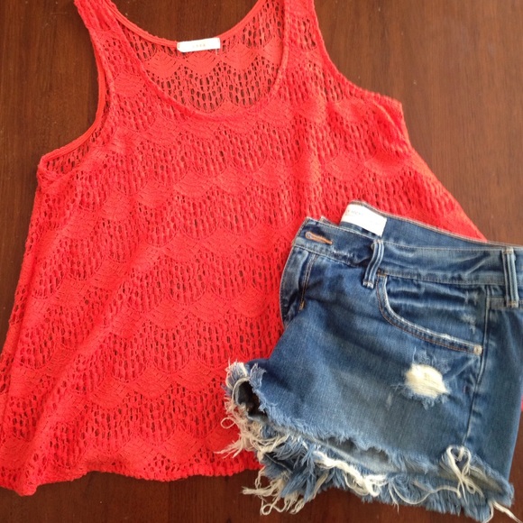 Tangerine Crochet Tank - Picture 1 of 3