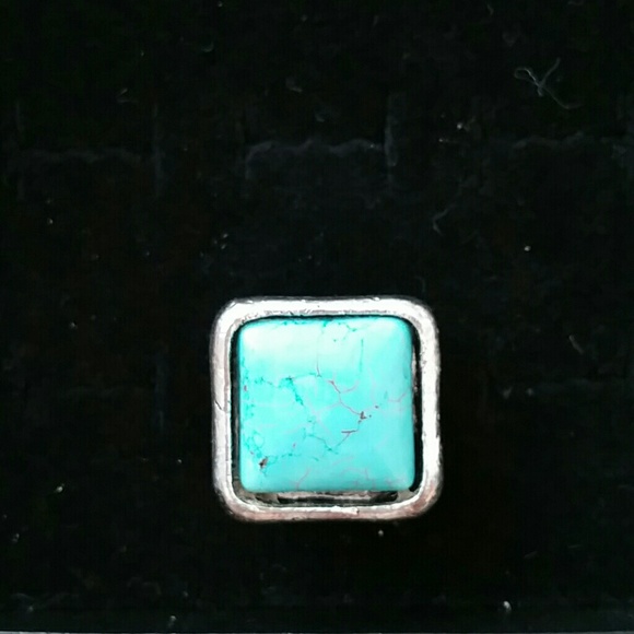 Adjustable turquoise ring- Silver Coated