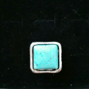 Adjustable turquoise ring- Silver Coated