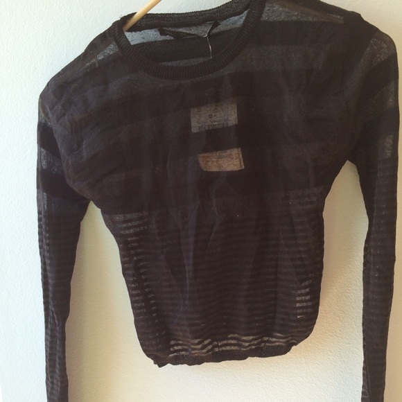 Sheer black stripped crop top❤️