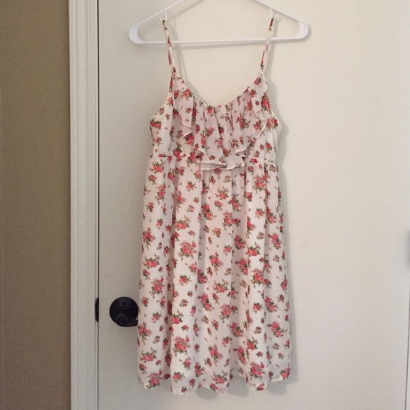 White dress with floral pink pattern 🌸