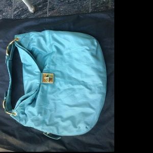 Teal blue leather like bag