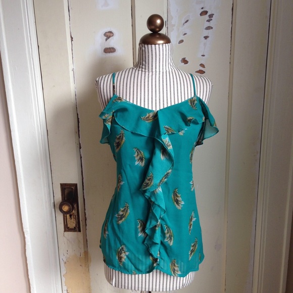 Feather spaghetti strap tank top