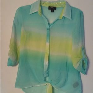 Aqua and green top