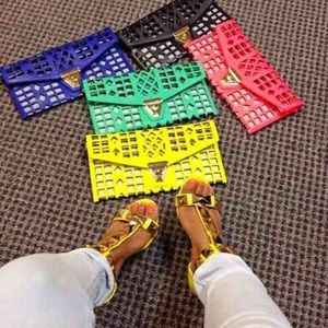 Envelope Laser Clutch (Coral, Mint)