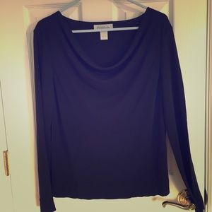 Elegant Black Silk Cowl Neck Top