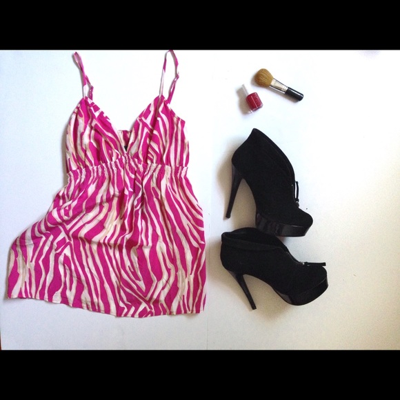 Pink animal print spaghetti strap tank top