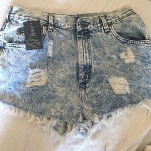 Urban outfitters denim washed high-rise shorts