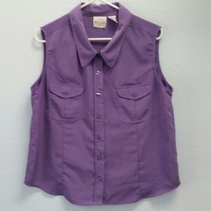 Vintage top button down purple