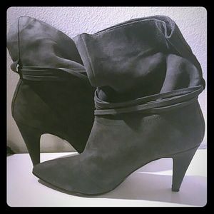"9W <3 Cameron Silver" Charcoal Suede Booties