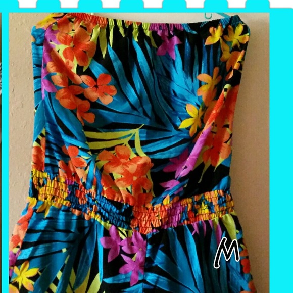 A M colorful romper and a XL orange sweater