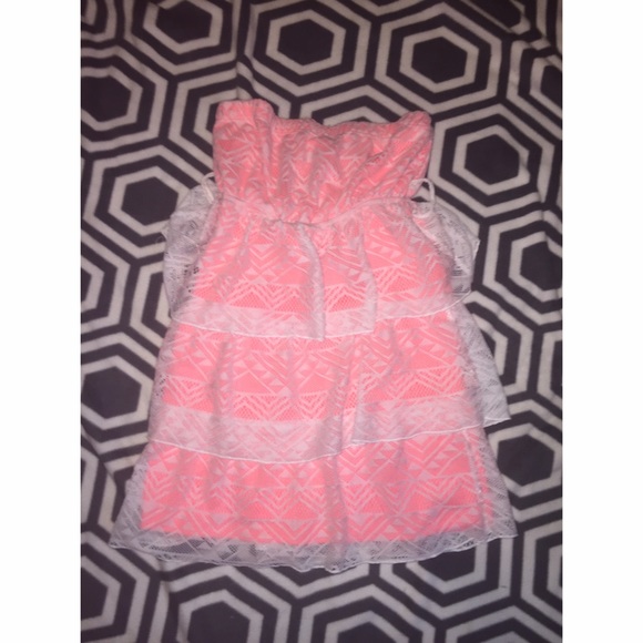 pink strapless dress
