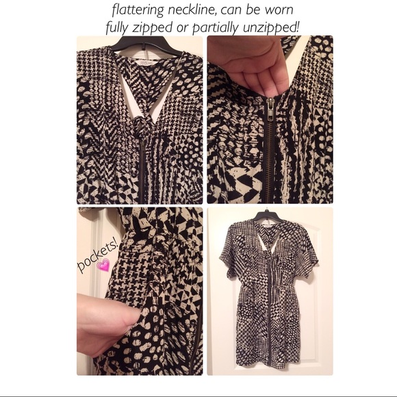DONATED - Cute Mixed Print Black & Cream Dress! - Picture 2 of 3