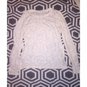 white mesh long sleeved shirt