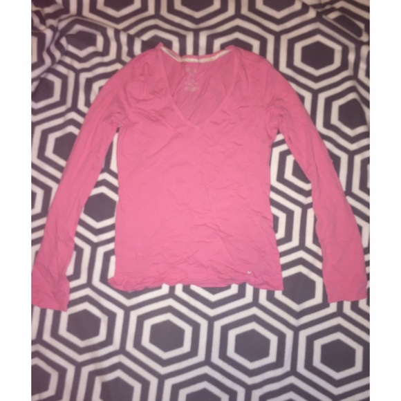 pink long sleeved v neck