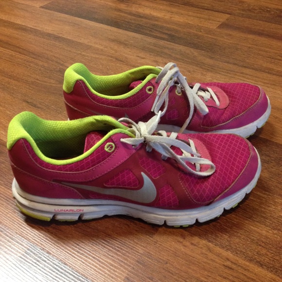 Pink and neon yellow Nikes