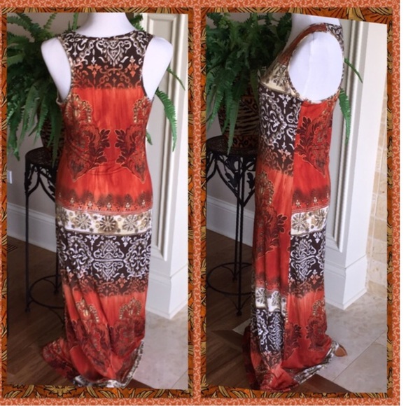 SOLD!!!!BOHO FESTIVAL MAXI DRESS RED/ORANGE -LG NWT - Picture 2 of 4